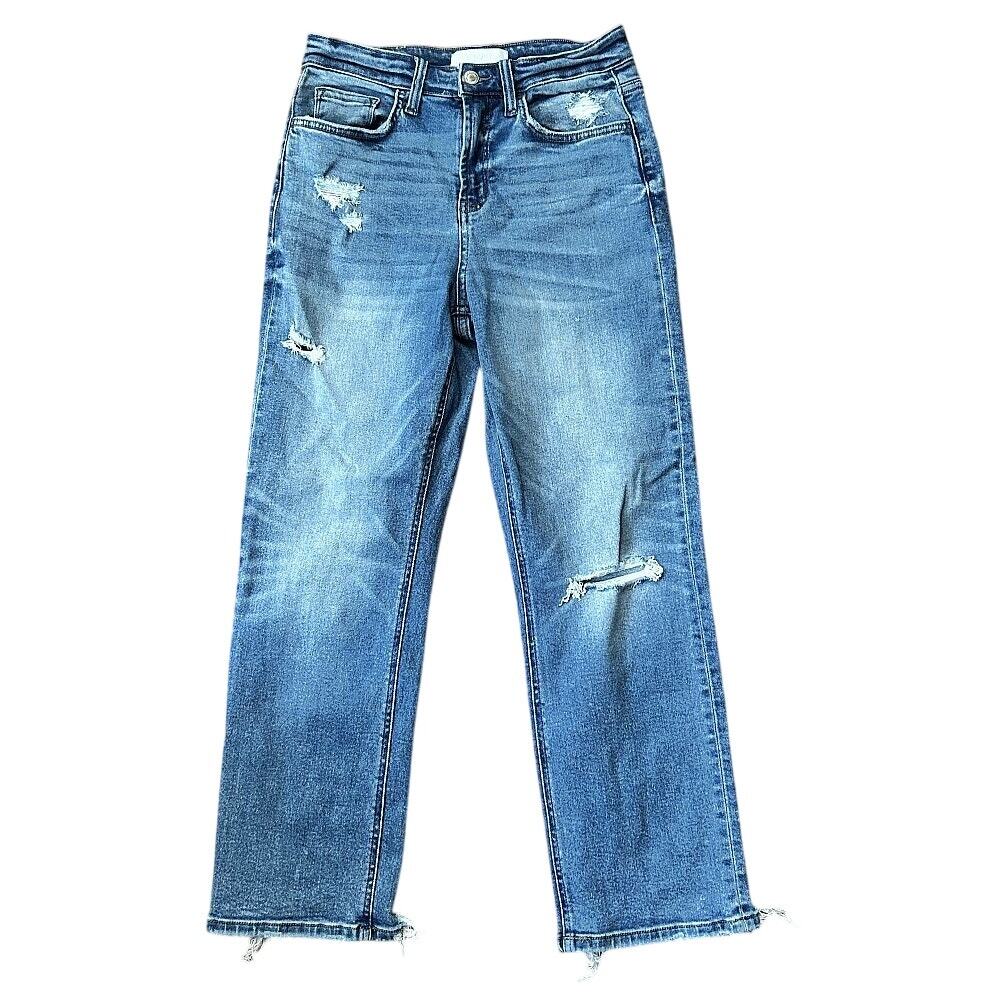 Vervet High-Rise Straight Leg Distressed Jeans Women's 27X27